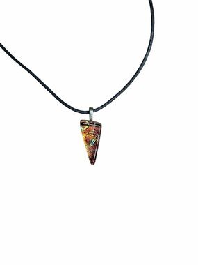 Dichroic-like Glass Triangle Pendant Necklace - Black & Multicolor